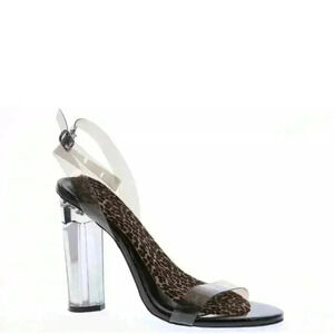 New Women Wild Diva Mono-07 Lucite Open Toe Ankle Strap Chunky Heel Sandal